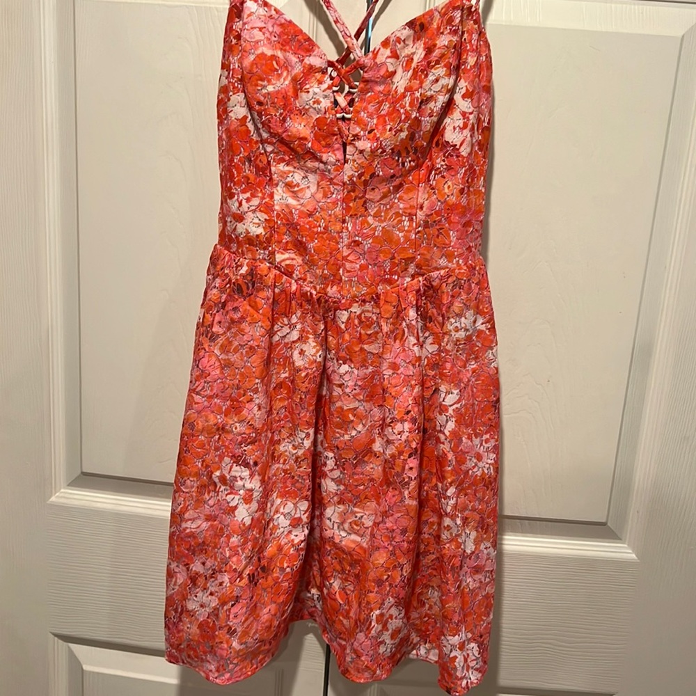 Guess Coral floral lace dress